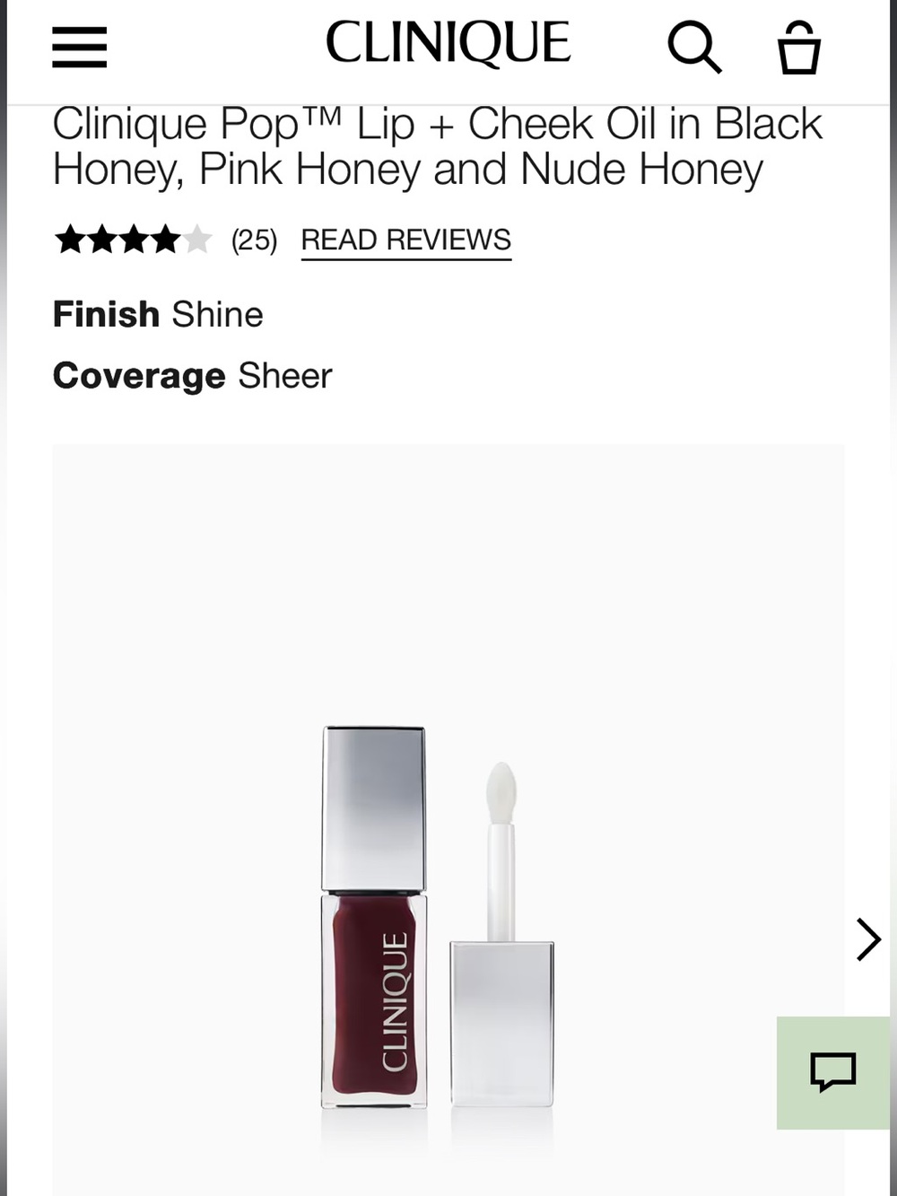 Clinique Pop™ Lip + Cheek Oil Black Honey Lip + Cheek Oil NWT